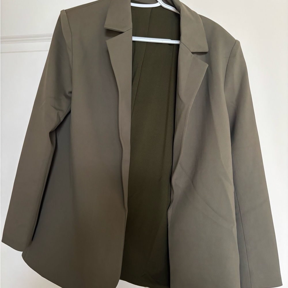 NWT Cupshe x JoJo Olive Green Longline Blazer - Picture 4 of 6